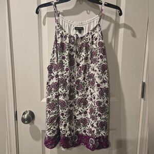 Lane Bryant Purple and White Floral Summer Tank Top Blouse Size 22